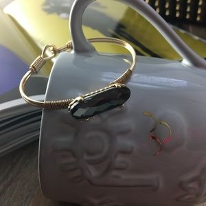 🤩 Grey Gemstone Gold Wire Bangle Boho Jewelry